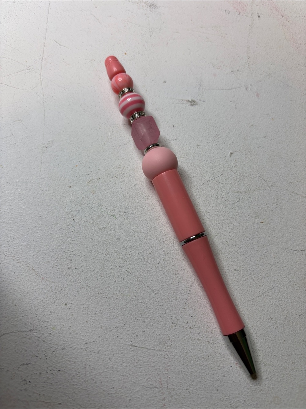 Pink Beaded Ballpoint Pen - Decorative Home Office Accent